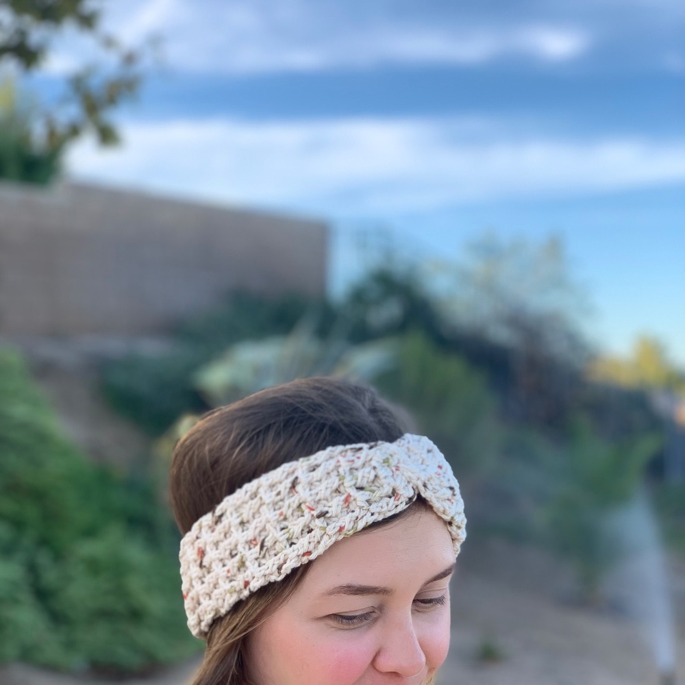 Handmade Crochet Ear Warmer, Women's Headband, Twist Ear Warmer, Winter Headband